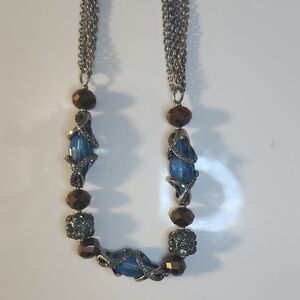 Elegant Blue and Brown Necklace #123